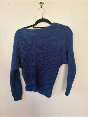 Jessica Simpson Cable-Detail Scoop Neck Sweater in Cobalt Blue